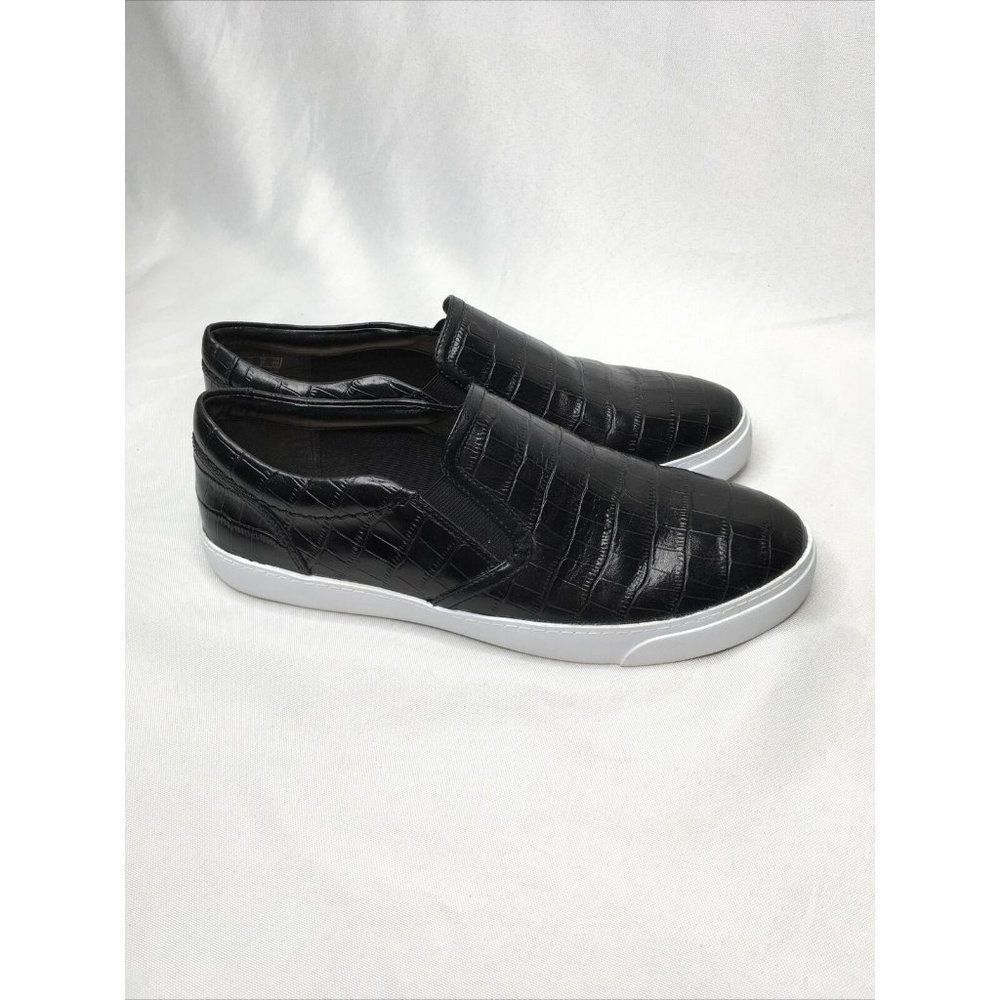 CLARKS Mock Croc Slip On Leather Loafers Womens Black Worn Once US 7.5 EU38 - Picture 5 of 9